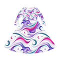 Long Sleeve Dance Dress - Pastel Cosmic Waves AOP