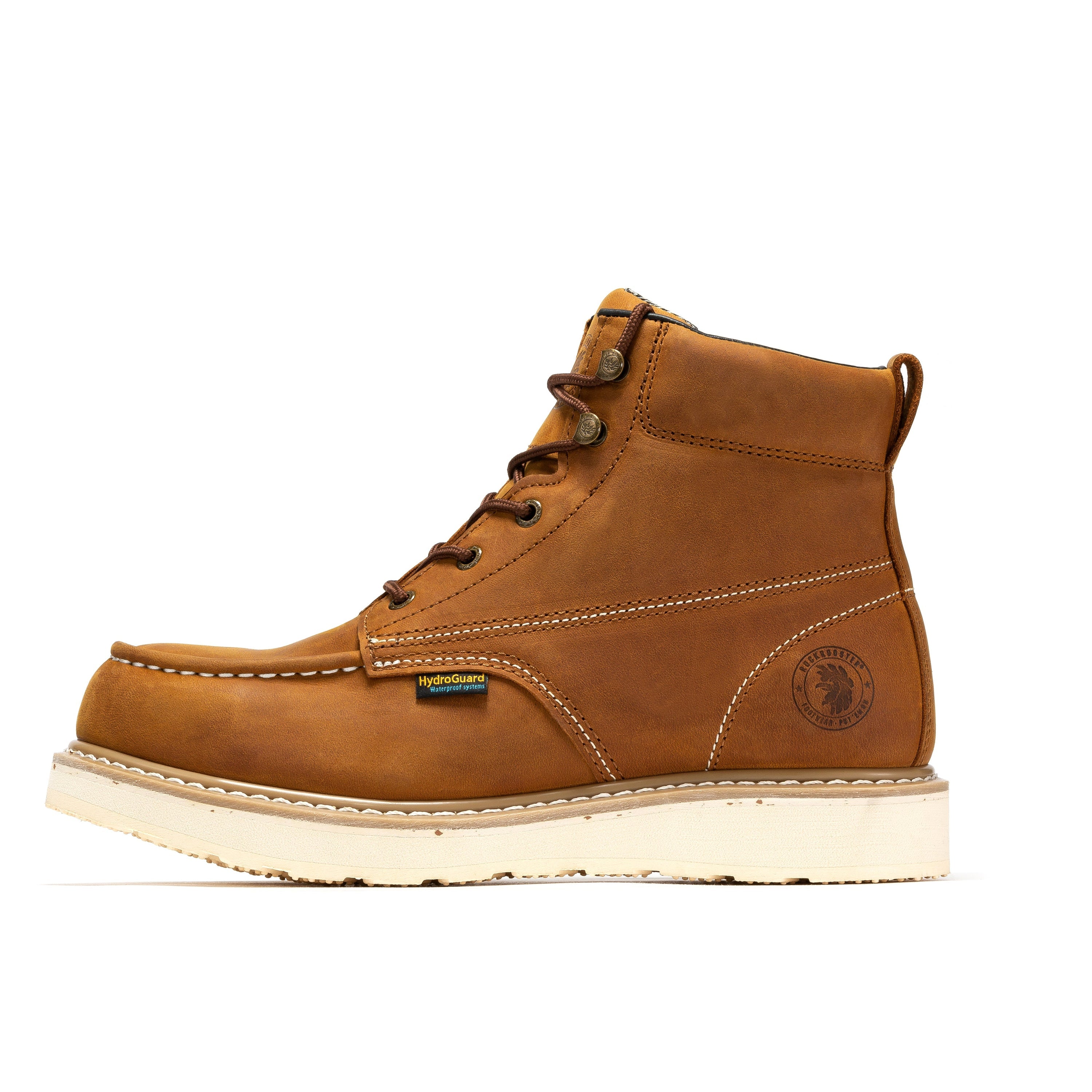 ROCKROOSTER Edgewood Men's 6 inch Brown steel toe waterproof wedge