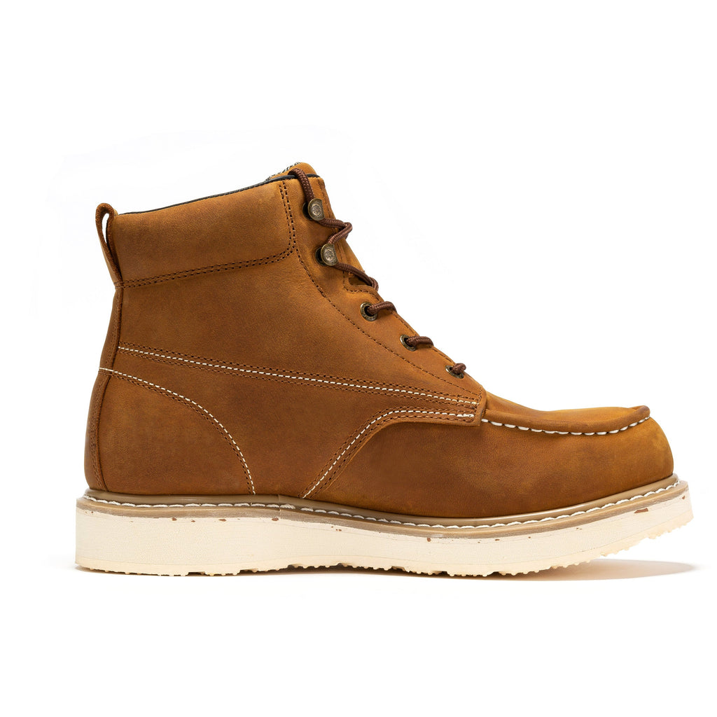 ROCKROOSTER Edgewood Men's 6 inch Brown steel toe waterproof wedge