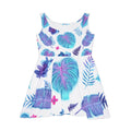 Tropical Leaf Skater Dress – Blue Purple Botanical AOP