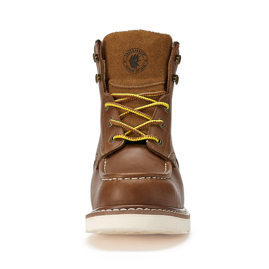 ROCKROOSTER Edgewood Men's 6 inch Brown soft toe wedge work boots with