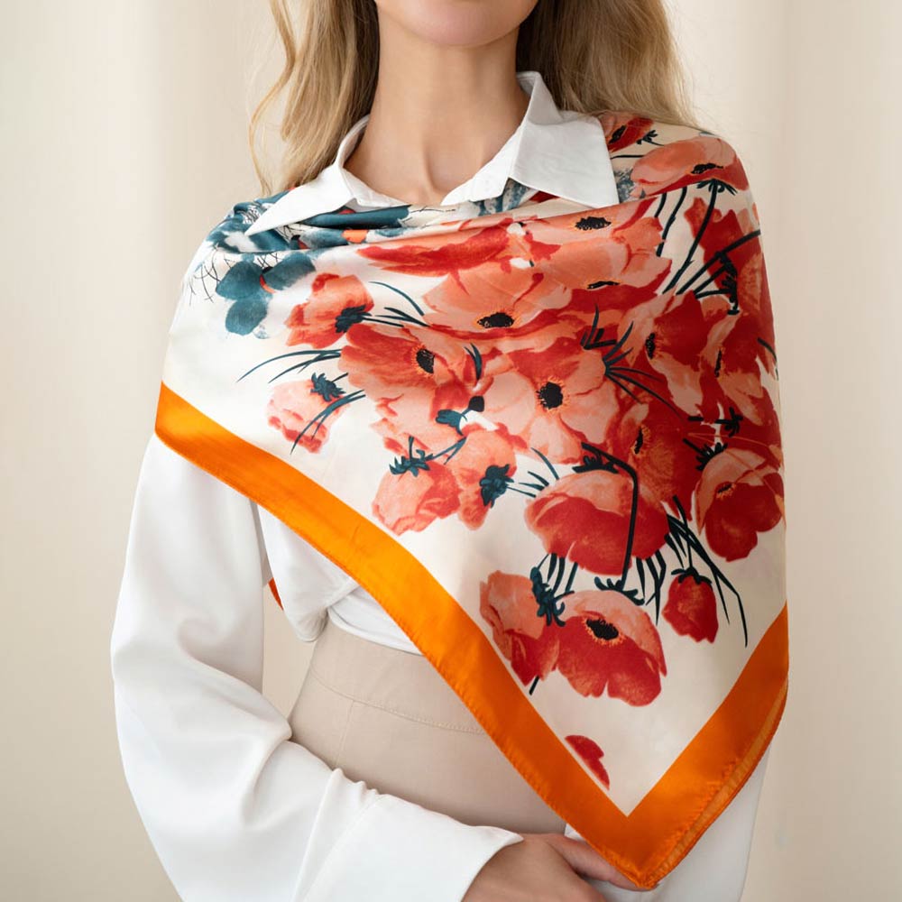 Vibrant Floral Pattern Square Scarf Wrap